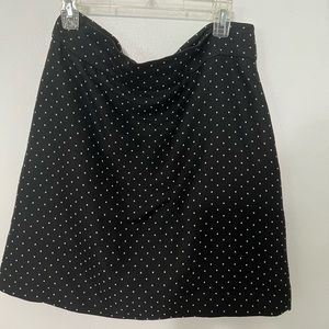 Kate Spade Sz 12 Black A Line Skirt with White Polka Dots